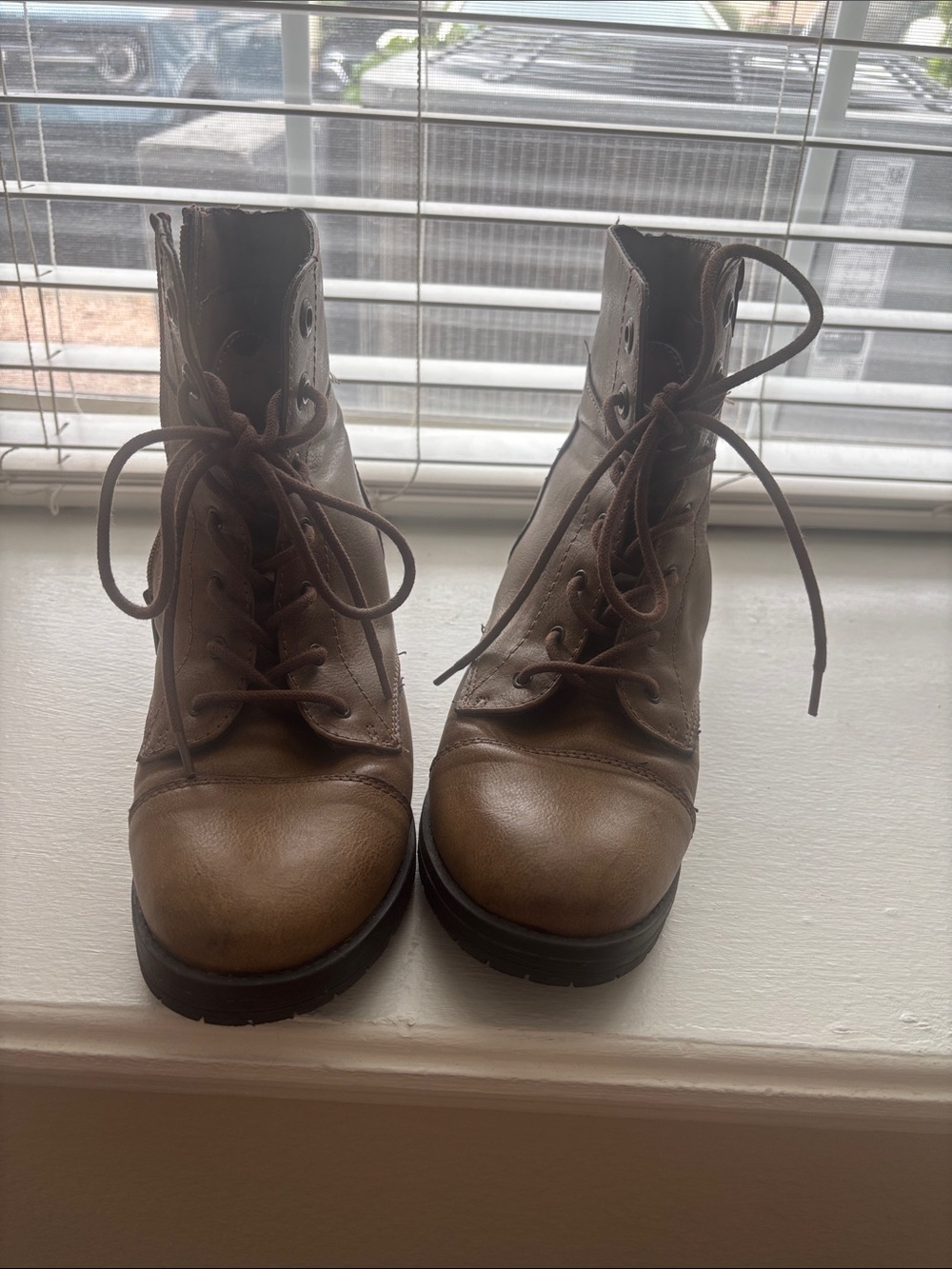 Women's Brown Lace-Up Combat Boots